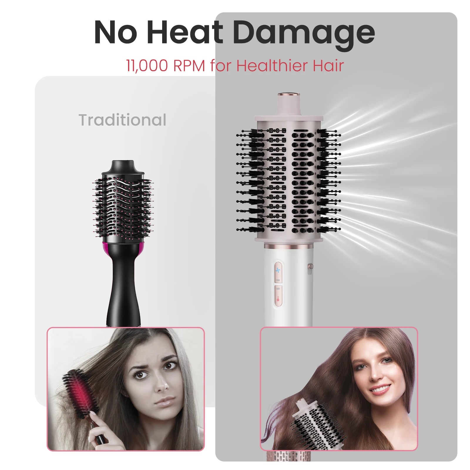 MAXGROOM High-Speed Hair Dryer Brush 110000 RPM Fast Dry Hair Care Styling Blow Dryer Brush Negative Ion HairDryer Multi Styler.