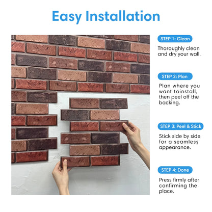 10/20pcs 3D Faux Brick Peel and Stick Wall Panels, Waterproof PVC Wall Stickers, Easy to Install, Home Wall Decor
