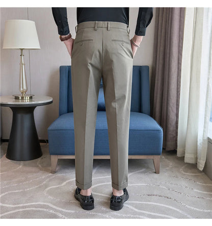 Men Suit Pants 2025 Elastic Slim Fit Formal Dress Pants Solid Casual White Trousers Pantalon Homme Wedding Party Men Clothing.