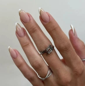 24Pcs/set Almond Press-On French Nail Tips Green Cat Eye False Nails Simple&Elegant Wearable Nail Art for Women&Girls Daily Wear