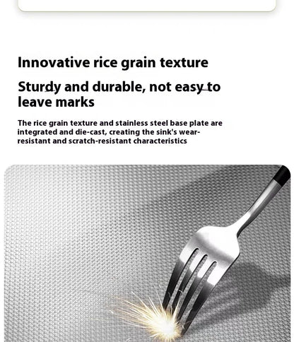 Stainless Steel Kitchen Sink Rice Grain Embossing Scratch and Abrasion Resistant Antifouling Large Single Slot Wash Dish Basin