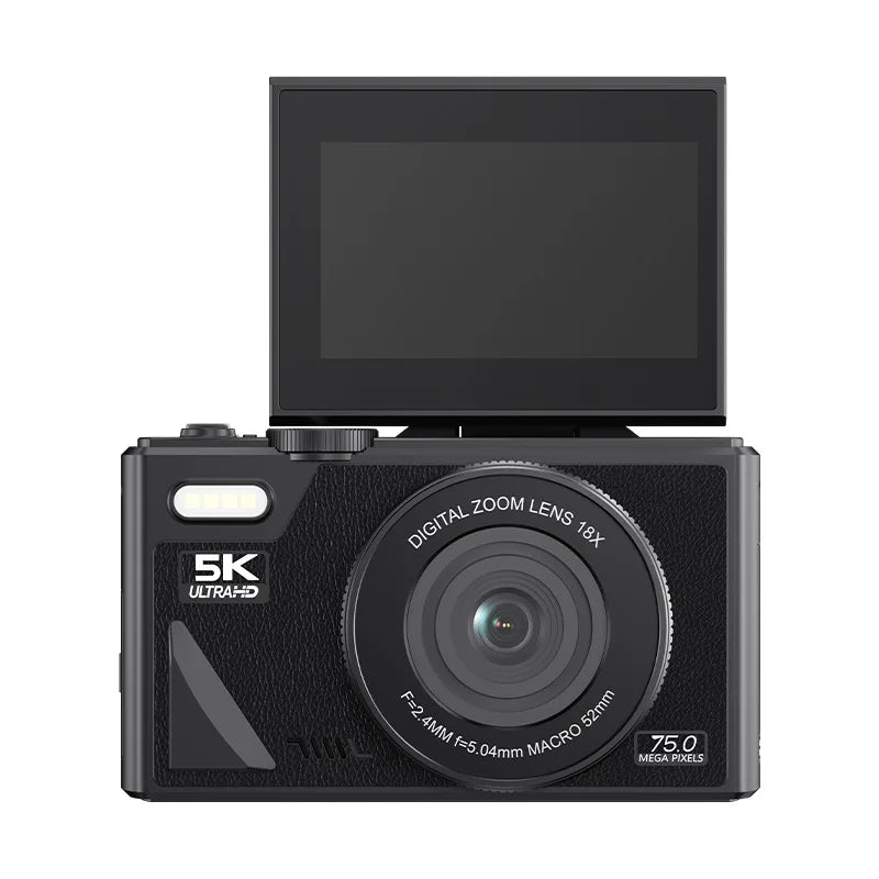 Compact 5K Vlogging Camera for Students-64MP 18 Zoom Rotatable screen Wi-Fi Transmission.