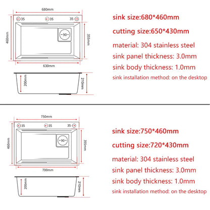 Gold Wasserfall Wasserhahn Küchenspüle Nano Waschbecken 304 Edelstahl Golden Topmount Single Bowl Waschbecken 4-Funktions-Küchenarmatur