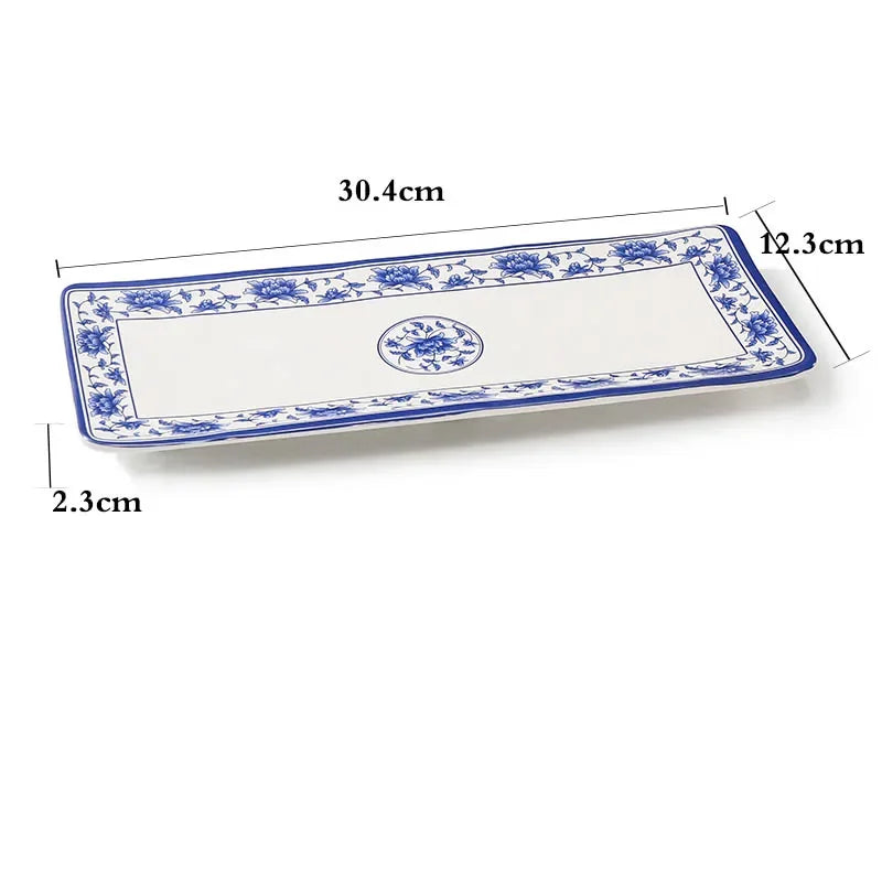 1pc Food Grade Plastic Dinner Plates Chinese Melamine Plastic Is Not Easy To Break Rectangular Plate Restaurant Kitchen Supplies.