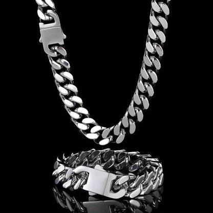 316 Stainless Steel Plated 18k Gold Fashion Crypto Cuban Chain Miami Rap Hip Hop Men's Bracelet Accessory