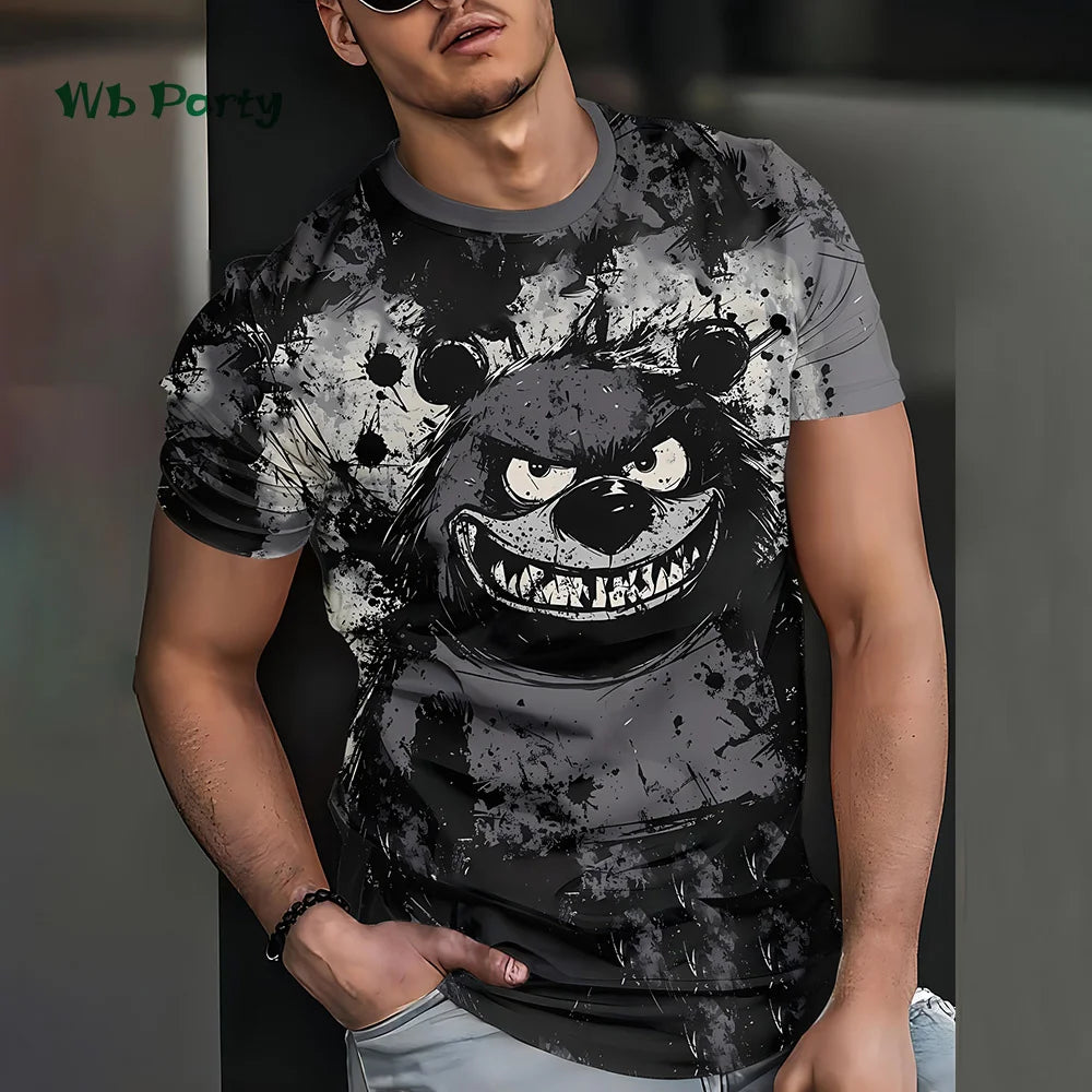 Summer Men's T-Shirt 3D Cartoon Bear Print Short Sleeve Tee Hip Hop O Neck Top Fashions Men's Street Casual Clothing New T-Shirt.