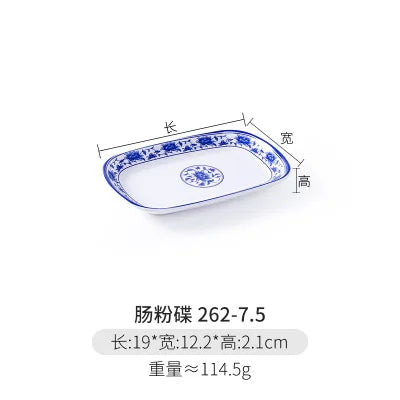 Melamine Chinese Style Blue and White Porcelain Tableware Creative Oval Dinner Plate