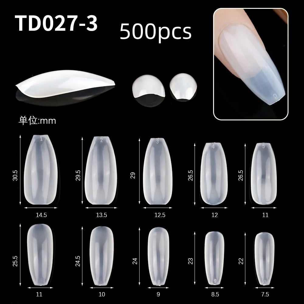 600Pcs Extra Long Hawk Curved Nail Tips Half Cover Eagle Claw Curve False Nails Extension 10 Sizes Bag Packaging for Art Salon *