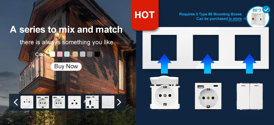 SRAN EU16A 250V Wandsteckdose mit Schalterknopf Steckdose Russland Spanien Edelstahl Glas PC Panel Steckdosen.