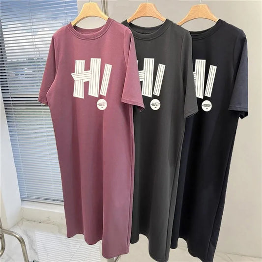 Koreanische Casual Lose Kurzarm Kleid frauen Sommer Neue Plus Größe Pullover Kleid