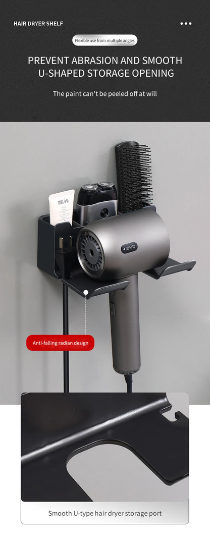 Haartrockner-Halter, Wandmontage, Wandtrockner-Wiege, weiß, schwarz, grau, Haartrockner, Föhn-Organizer für Badezimmer, Badezimmer, Regale