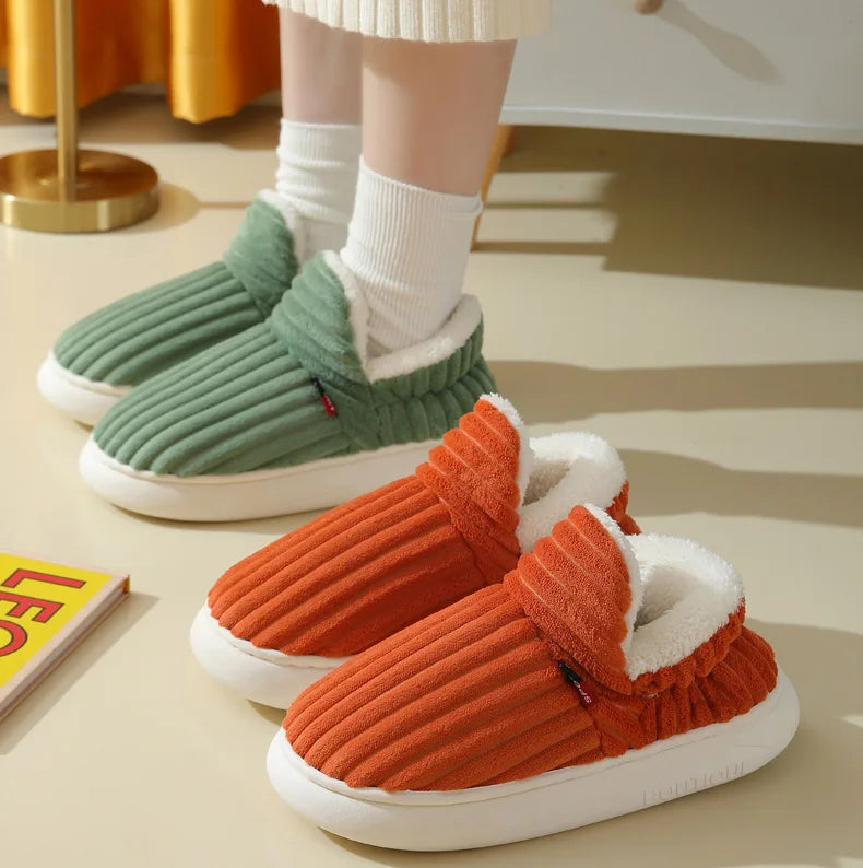 Smile PoP Winter Plush Men Cotton Shoes Warm Plush Men House Slippers Outdoor Soft Non Slip Women's Shoes Casual Furry Men Shoes