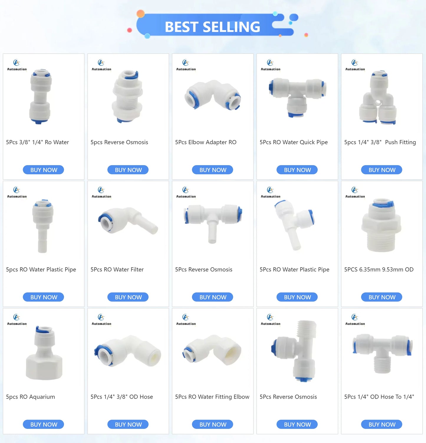 5Pcs RO Water Plastic Pipe Fitting Tee T-type 1/4" 3/8" Hose OD To 1/4" 3/8" Hardplug Reverse Osmosis System Quick Connector