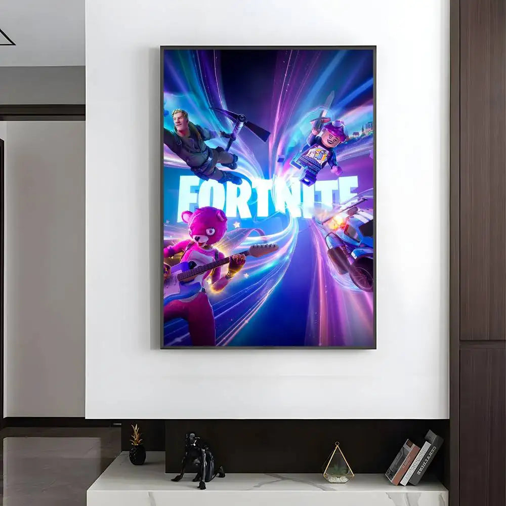 1pc F-Fortnites Poster HD art sticky wall waterproof home living room bedroom bar aesthetic decoration