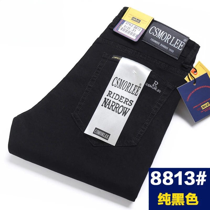 Csmor Lee Men's Jean Autumn Winter Loose-fit Straight-leg Trendy Pants Casual Denim Trousers Men Classic Stretch Jeans Fashion.