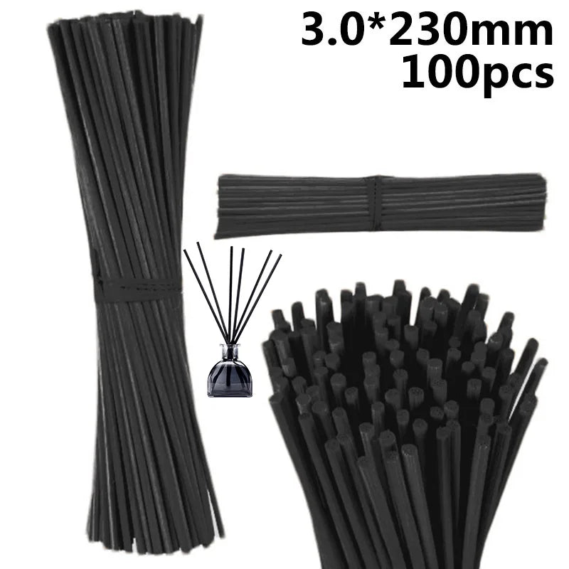 100pcs/Set 3.0x230mm Reed Stick Black Rattan Home Fragrance Diffuser Aroma Scent Oils And Accessories Room Freshener.