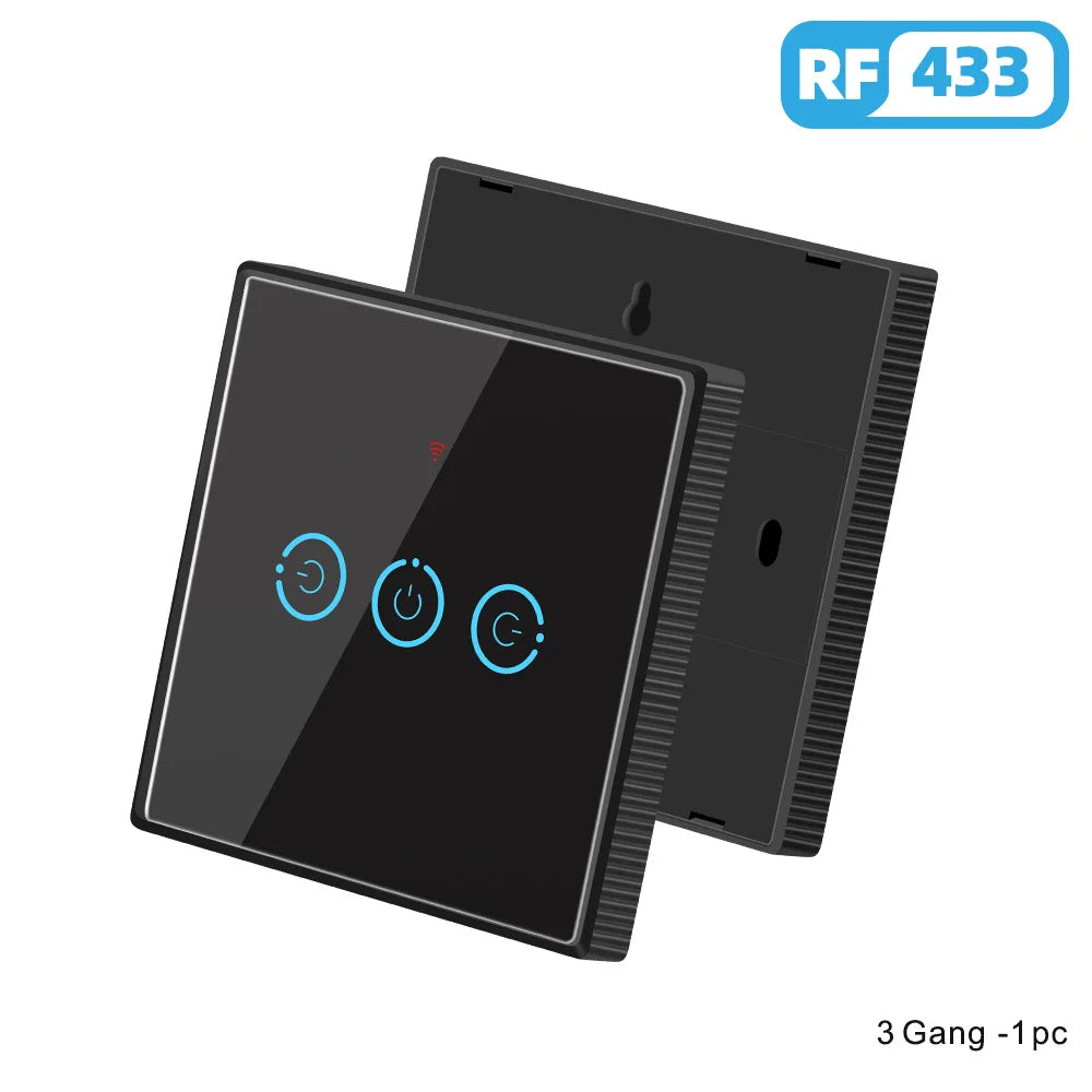 1/2/3 Gang RF433Mhz Wireless Touch Schalter RF Sender Push Button Fernbedienung für Home Led-leuchten Glas panel Wand Schalter