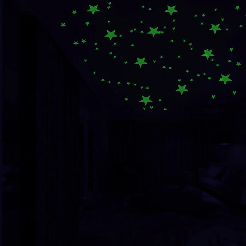 Glow Stickers Luminous In Darkness Fluorescent Star Wall Art 3D Home Decals For Kids Room Ceiling Switch Decoration.