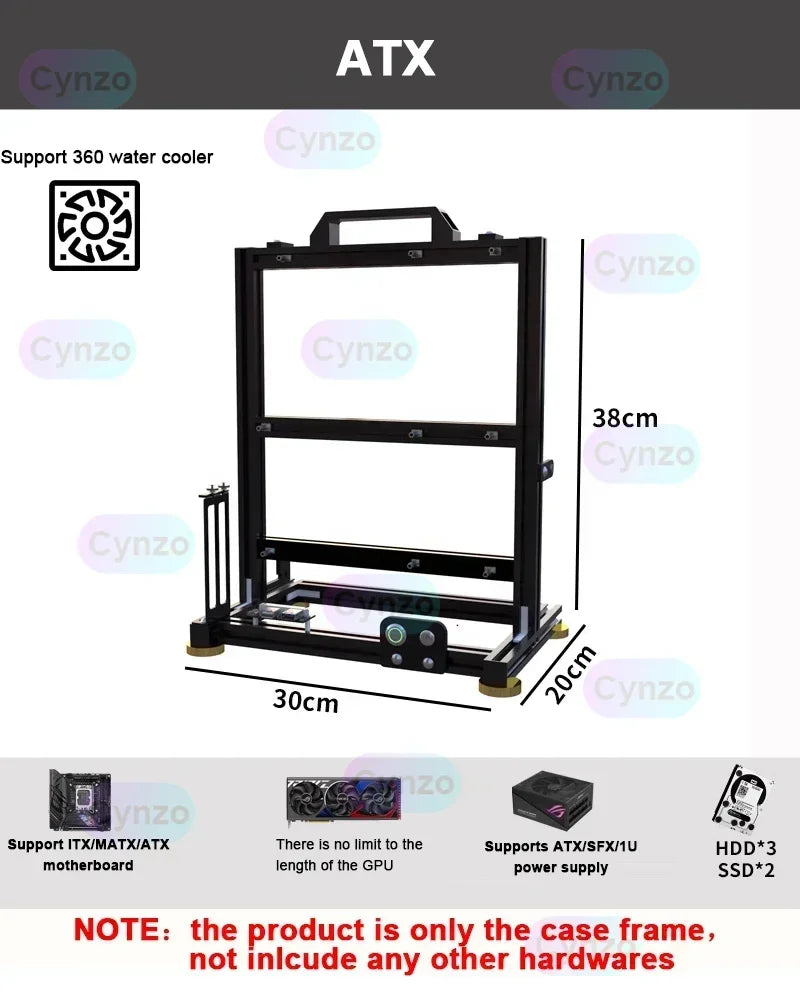 ITX MATX ATX Gamer Cabinet,MOD Desktop PC Case Open Frame Rack,Water Cooler Computer Gaming Chassis Vertical Personality DIY