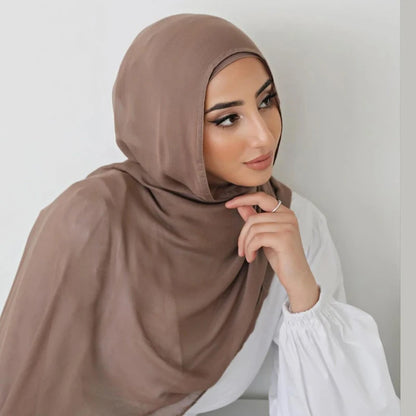 2pcs Set Modal Hijabs with Underscarf Caps Rayon Cotton Shawls for Women Plain Scarf Big Size Headscarf Islamic Turban Headband.