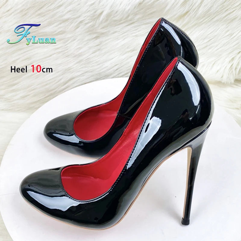Brand Women Single Shoes 10CM 12CM Super High Heels Fashion Round Toe Stilettos Spring Autumn Female Daily Work Pumps Plus Size.