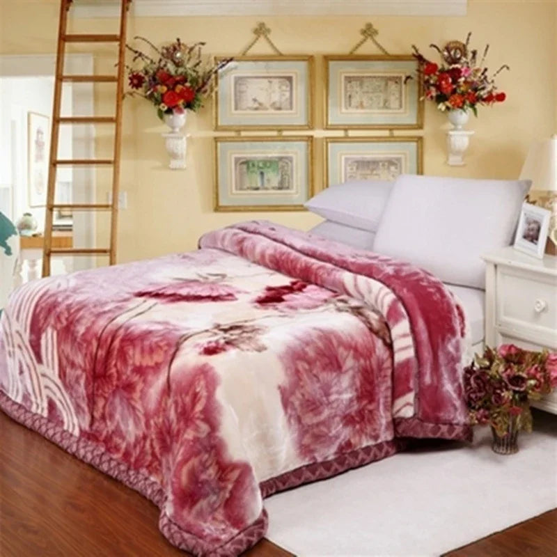 Blanket Double Thickened Raschel Winter Wedding Quilt Blanket Warm Coral Fleece Cashmere Blanket Double.