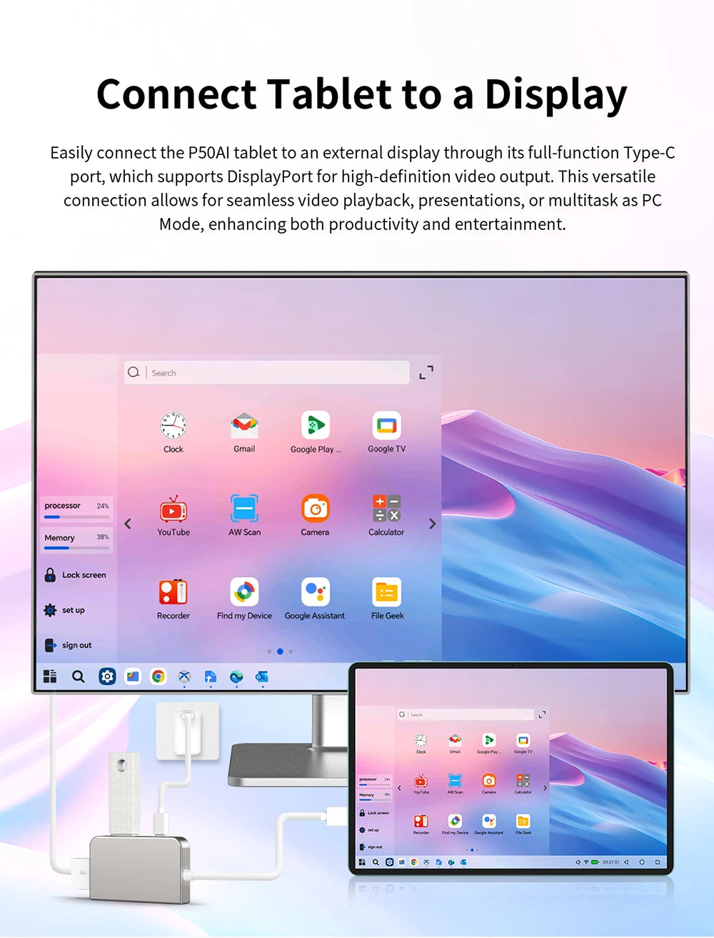 【New】 Android 15 Tablet Teclast P50AI 11 inch Screen 90Hz AllWinner A733-AI Octa-Core (6GB + 10GB )Max.16GBGB RAM 128GB LPDDR5 Wifi-6 7000mAh AI Tablet PC.