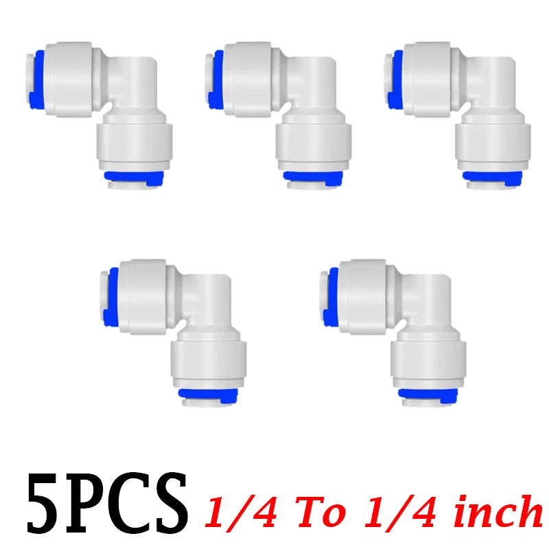 5PCS 3/8" Ball Valve Tees 1/4" OD Elbow Quick Connect Push In to Connect for RO Water Reverse Osmosis System Water Tube Fitting