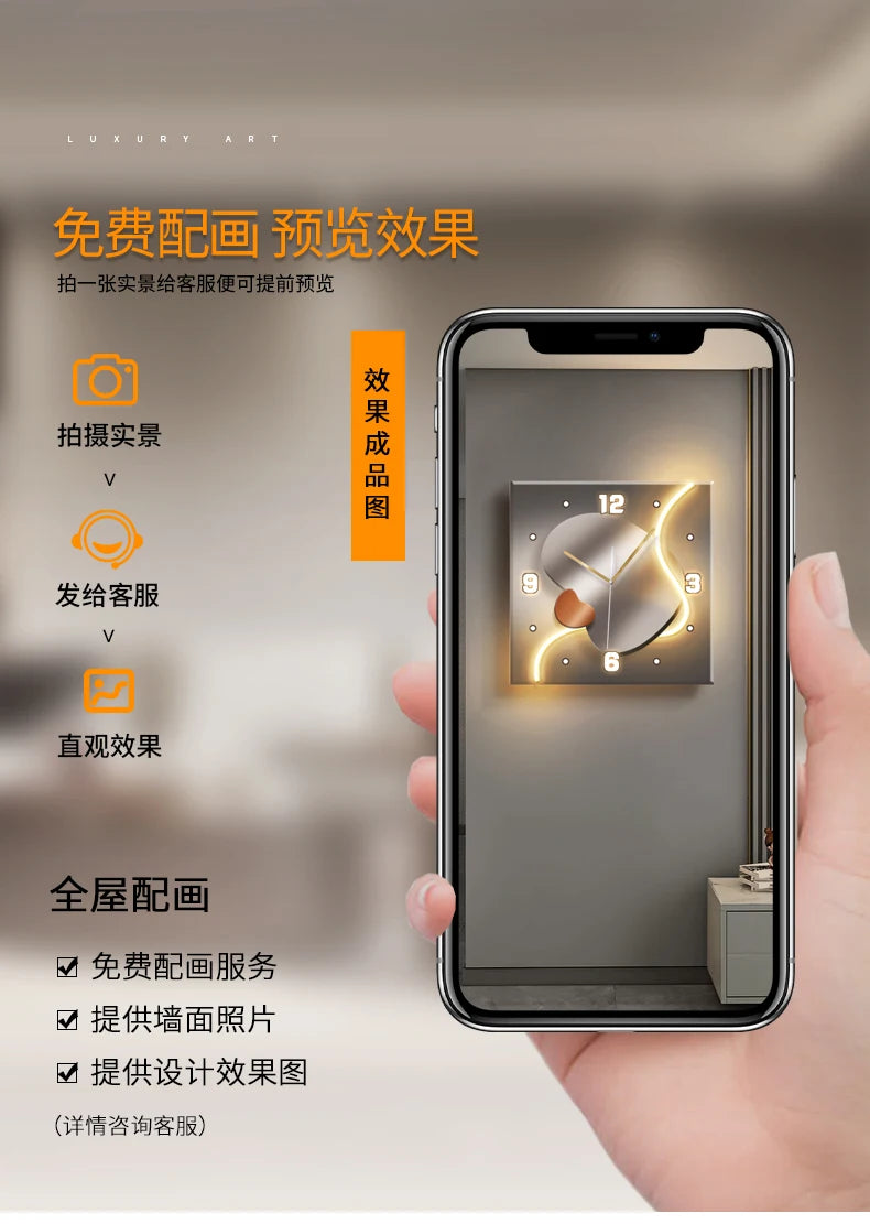 Stein zu laufen Wanduhr Wohnzimmer moderne Licht Luxus Dekoration Uhr hängen Wand leuchte High-End-Sinn Restaurant Uhr