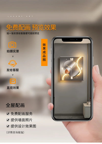 Stein zu laufen Wanduhr Wohnzimmer moderne Licht Luxus Dekoration Uhr hängen Wand leuchte High-End-Sinn Restaurant Uhr