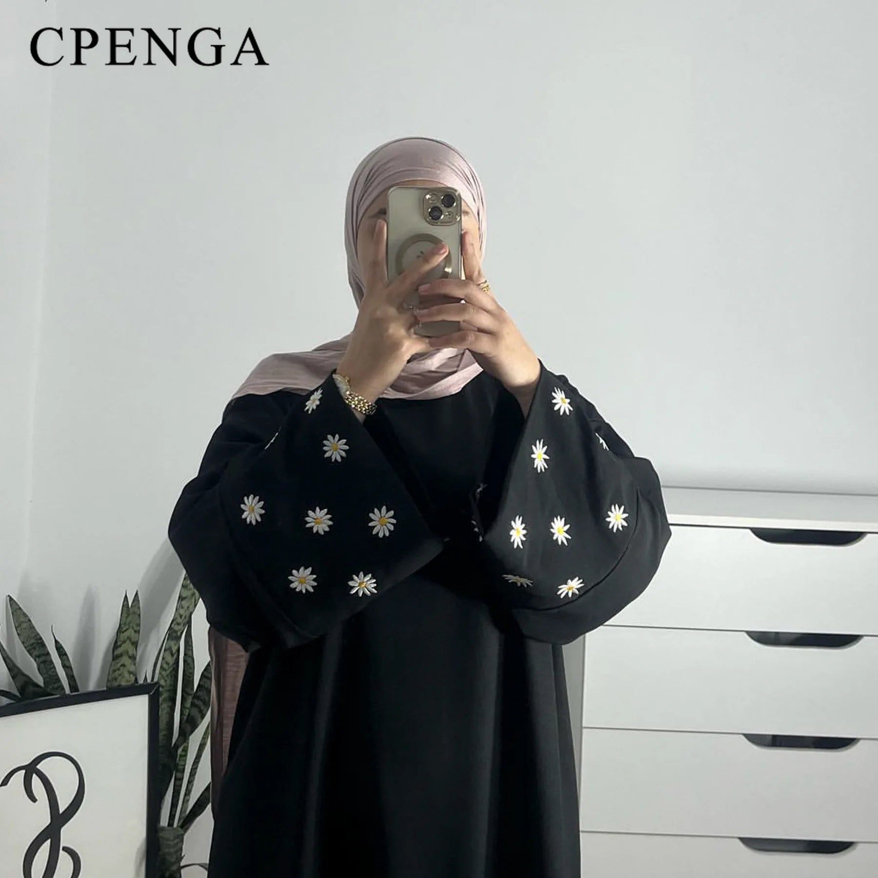 2024 Daisy Embroidery Muslim Modest Dress for Women Eid Saudi Arabia Dubai Abaya Luxury Islam Turkey Holiday Party Jalabiya Robe.