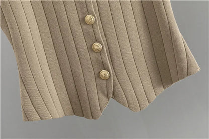 Three Piece Sets Women Pant Set Cardigan Vests Sweater Work Elegant Spring V Neck Open Stitch Knitted Long Pants Matching Sets.