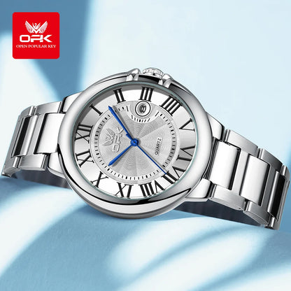OPK 6039 Women Watch Roman Scale Stainless steel Waterproof Quartz Watch for Women.