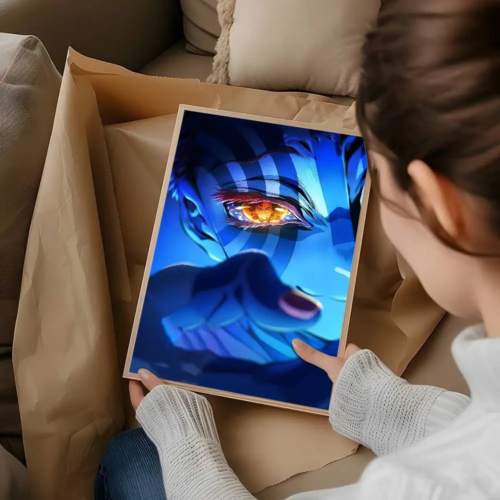 Japanese Anime Akaza D-Demon Slayer Poster High Quality Dorm Living Room Aesthetic Wall Decoration Painting Stickers Gift.