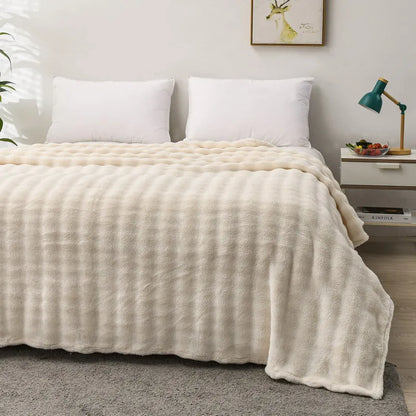 Solid Color Flannel Rabbit Fur Blanket Nap Cover Blanket Soft Sofa Blanket Coral Fleece Cover For Bedroom Manufacturer Wholesale