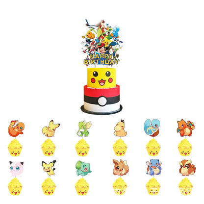 Pokemon Geburtstag Party Dekoration Pikachu Blitz Neue Ballon Set Kid Event Liefert Einweg Geschirr Banner Maske Hintergrund