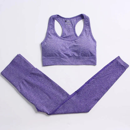 2/4PCS Summer Seamless Yoga Set Women Workout Clothes Sports Bra Short Sleeve Crop Top High Waist Legging Fitness Sports Suits