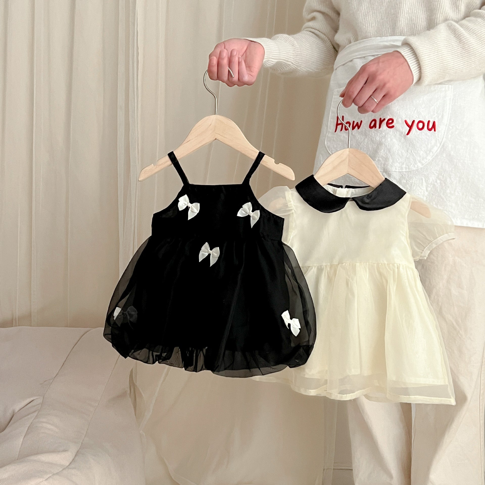 Neu im Sommer Neugeborene Baby Prinzessin süße Kleidung Sling Kleider Schleife Shorts solide Weste Body Kurzarm Kleid Kinder.