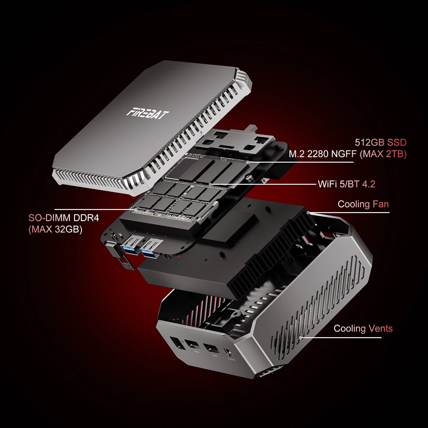 FIREBAT T2 Mini PC Intel N150 CPU Windows 11 DDR4 16GB RAM 512GB SSD WIFI5 BT4.2 Desktop Computer HDMI USB Port.
