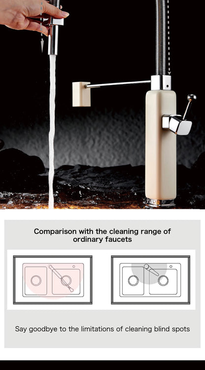 Modern red brass kitchen faucet with single handle and single hole ceramic valve core, hot and cold water pull-out sink Mixer