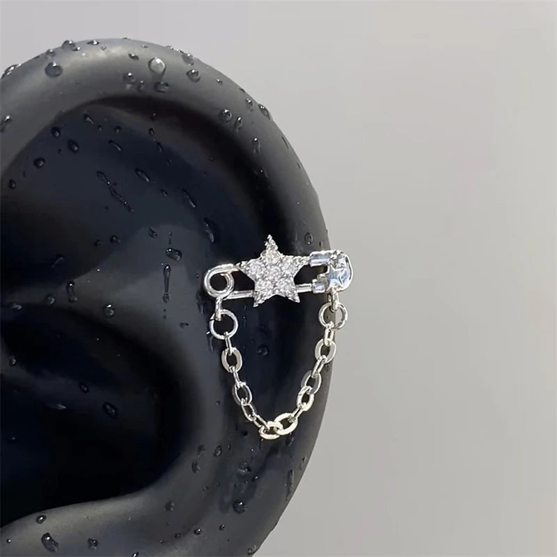 1pcs Quality Shiny Cross Zircon 316L Stainless Steel Ear Bone Nail Y2K Style Silver Color Earring for Women Cochlear Accessories