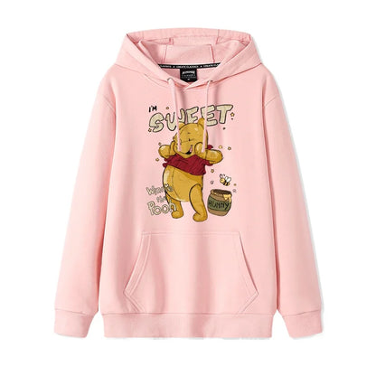 Cartoon Winnie the Pooh Mode einfacher Pullover Damen lockere und bequeme Kapuze vielseitige Paar Freundin Pullover Jacke