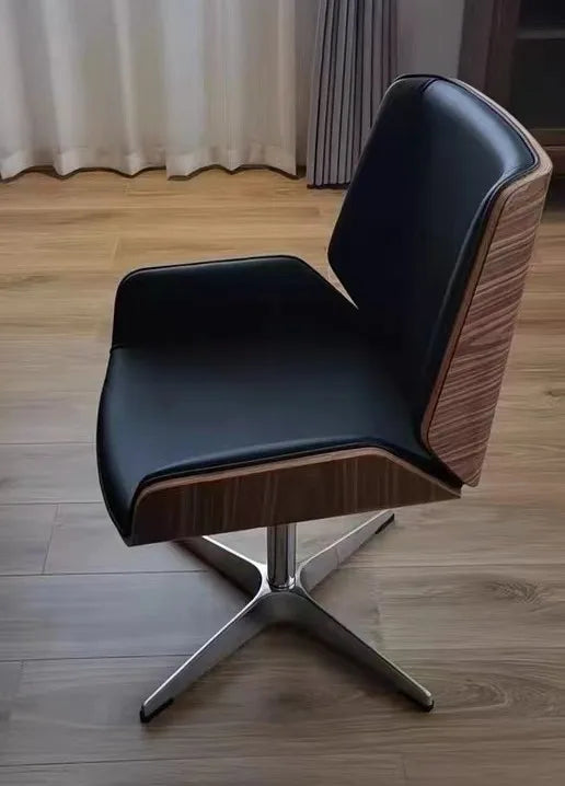 Verstellbarer Schreibtisch aus der Mitte des Jahrhunderts, Chefdrehstuhl, Heimbüro, Möbel, moderner Computer-Arbeitsstuhl, Bugholz-Ledersessel