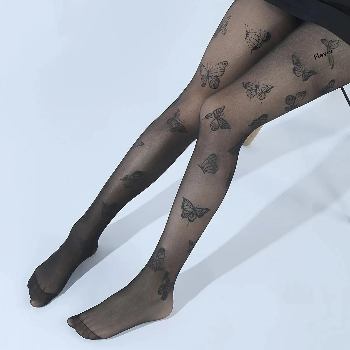 Fashionable Sexy Butterfly Printing Stockings Tights Black White Butterfly Tights Thin Material Suitable For Summer.
