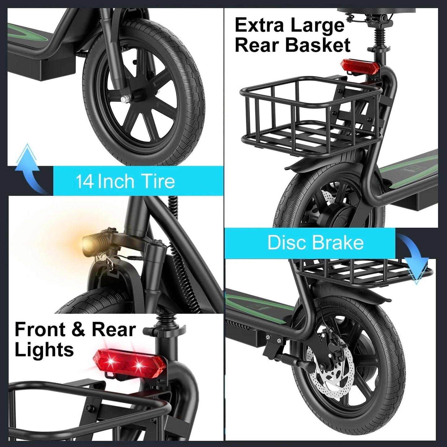 AOVOPRO EB1/EB1 PLUS 500W Electric Scooter 54.6V10.4Ah/22.5Ah Large Capacity Battery 45/100KM Long Range 35km/h 14Inch EScooter