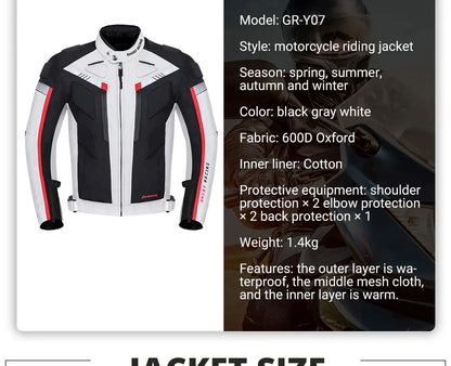 Waterproof Motorcycle Jacket Pant Suit Cold-proof Motorbike Jacket Men Motocross Riding Clothing CE Protective Gear Size M-5XL.