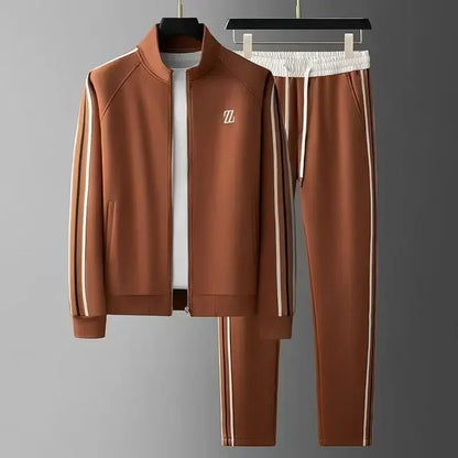 Men's autumn new style stand up collar casual sports suit, trendy and fashionable sports suit, loose long sleeved suit.