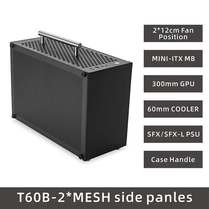 METALFISH T60 Mini ITX Black Case 9L Gaming Computer Chassis Compact transparent PC Support SFX PSU/300mm GPU