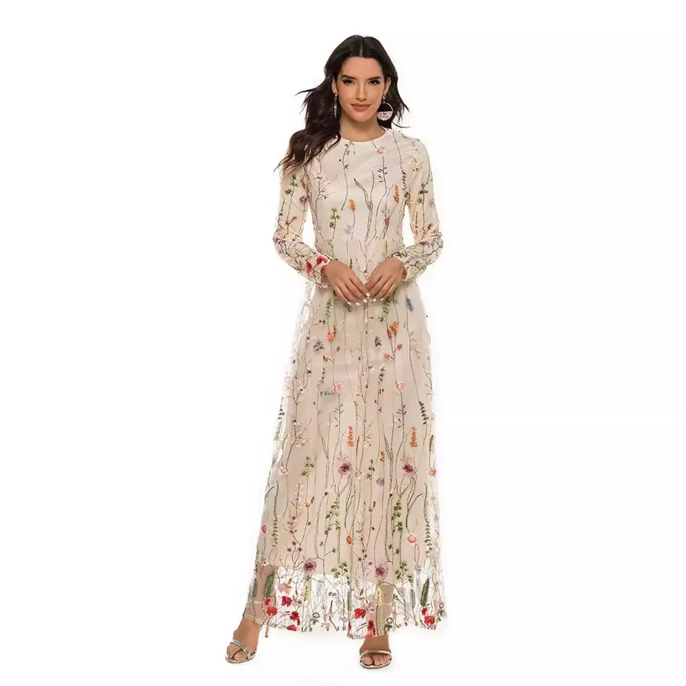 Ramadan Eid Flower Abaya Damen Dubai Islamic Women Muslim Dresses Kebaya Kaftan Robe Musulmane Caftan Marocain Femme.
