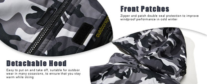 TACVASEN Fleece Lining Mountain Jackets Mens Hiking Jackets Outdoor Removable Hooded Coats Ski Snowboard Parka Winter Outwear.